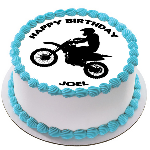 MOTOCROSS 7.5" ROUND RICE WAFER PAPER EDIBLE PREMIUM CAKE TOPPER BIKE D7