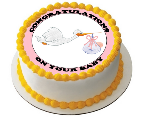 NEW BABY SHOWER 7.5 PREMIUM Edible RICE Cake Topper CAN PERSONALISE TEXT D1