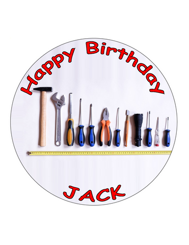 HAND TOOLS 7.5 PREMIUM Edible RICE CARD Cake Topper CAN BE PERSONALISED D1