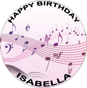 MUSICAL NOTES 7.5 PREMIUM Edible ICING Cake Topper HAPPY BIRTHDAY D5