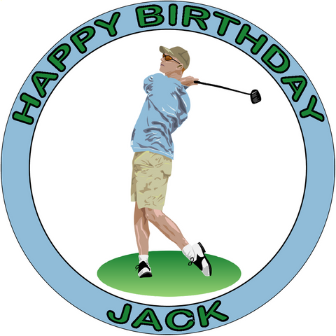 GOLF GOLFING 7.5 PREMIUM Edible RICE CARD Cake Topper DECORATION GOLFER D6