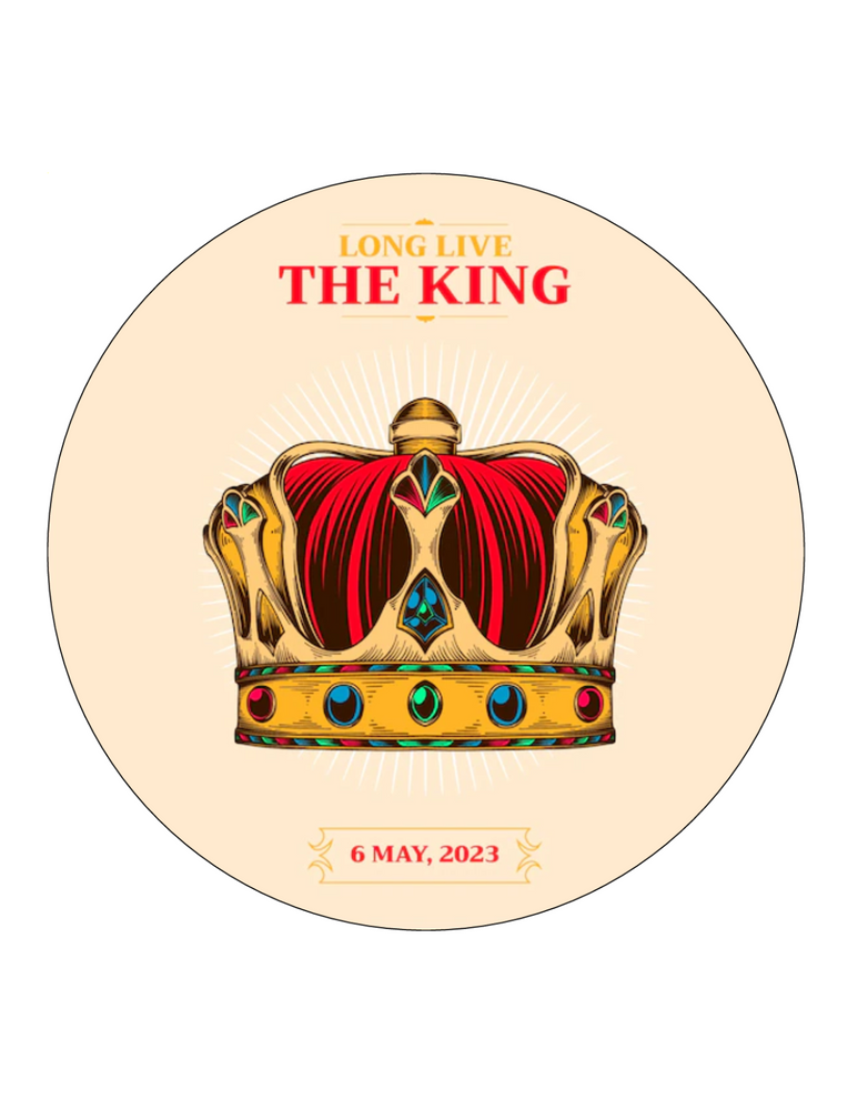 KING CHARLES III CORONATION 7.5" ICING EDIBLE PREMIUM CAKE TOPPER ROYAL D7