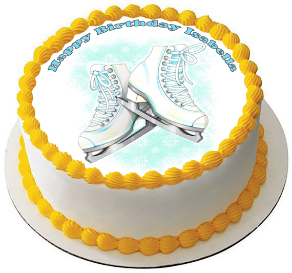 ICE SKATING BOOTS 7.5 PREMIUM Edible RICE Cake Topper CAN BE PERSONALISED D1