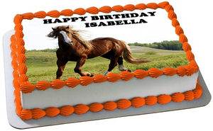 HORSE A4 PREMIUM Edible RICE WAFER Cake Topper CAN PERSONALISE TEXT STALLION D2