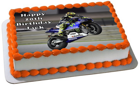 MOTORBIKE A4 PREMIUM Edible ICING Cake Topper CAN PERSONALISE TEXT MOTOR BIKE D4