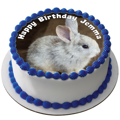 RABBIT 7.5" ROUND ICING EDIBLE PREMIUM CAKE TOPPER 19CM DIAMETRE BUNNY CUTE D6