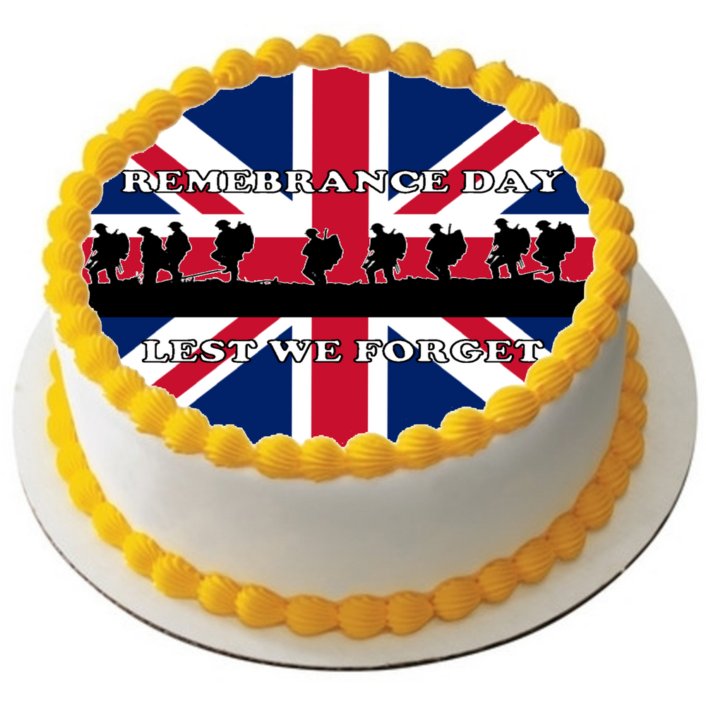 REMEMBRANCE DAY CAKE TOPPER 7.5" PREMIUM EDIBLE RICE PAPER GIFT LEST WE FORGET 5