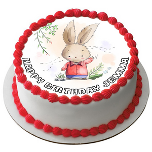 RABBIT 7.5" ROUND RICE WAFER PAPER EDIBLE PREMIUM CAKE TOPPER BUNNY CUTE D5