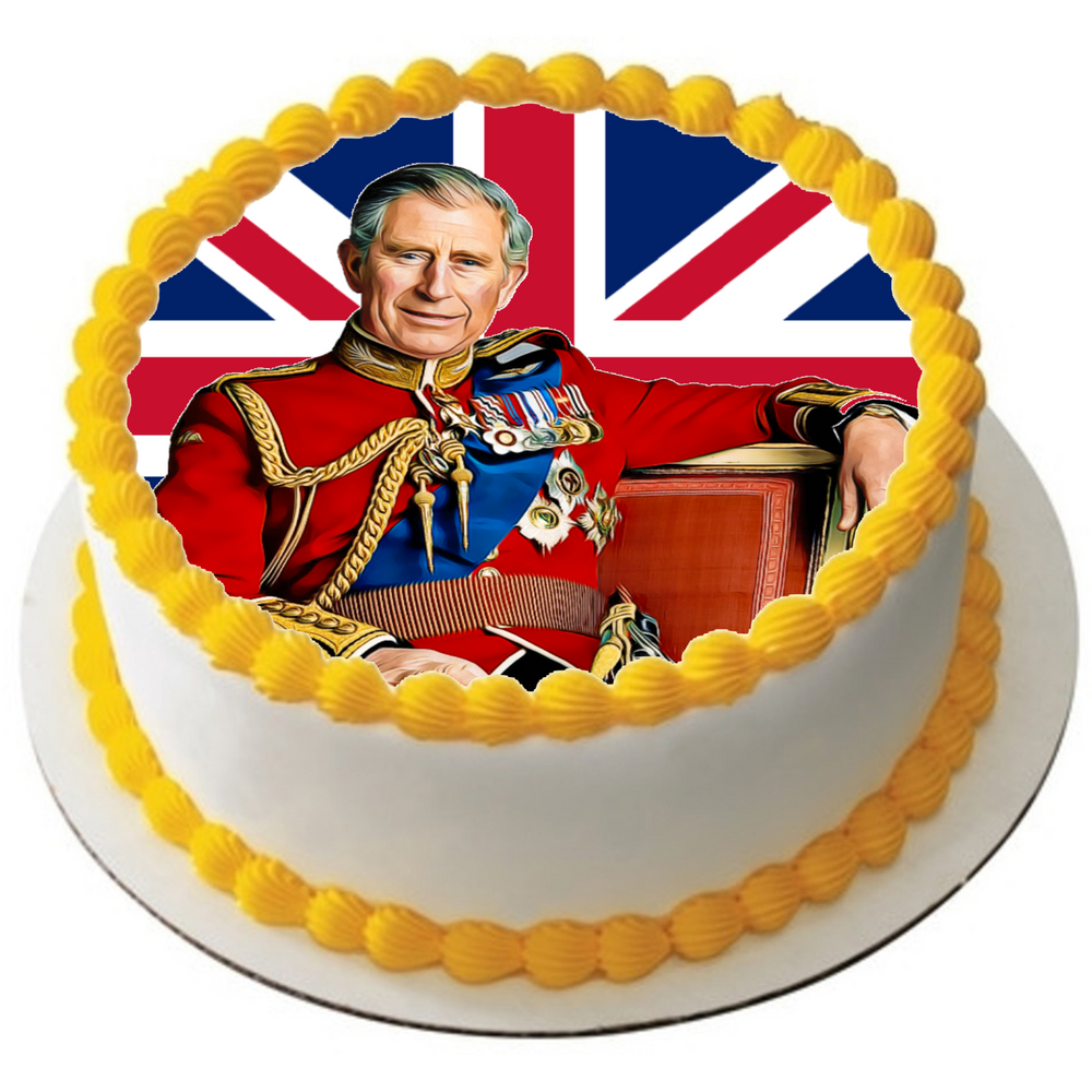 KING CHARLES III CORONATION 7.5" PREMIUM ICING CAKE TOPPER D2 HRH 3rd MONARCHY