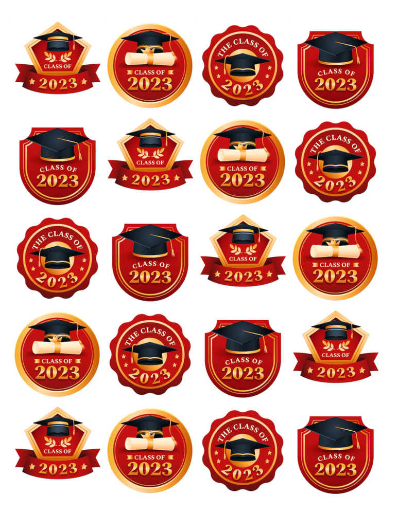 GRADUATION 20 x 5cm PREMIUM EDIBLE RICE PAPER CUP CAKE TOPPERS D5