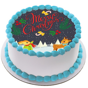 Edible Christmas Rice Paper Cake Topper Decoration 7.5" round D72