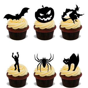 HALLOWEEN SILHOUETTE MIX PREMIUM 30X FLAT STAND UP Edible Cake Toppers D11