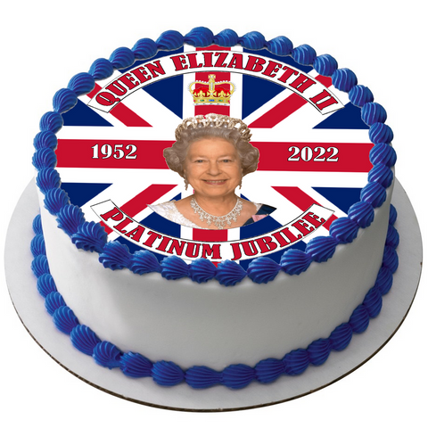 QUEEN ELIZABETH II 70th JUBILEE 7.5" ROUND RICE CARD CAKE TOPPER D1 2nd ROYAL QE
