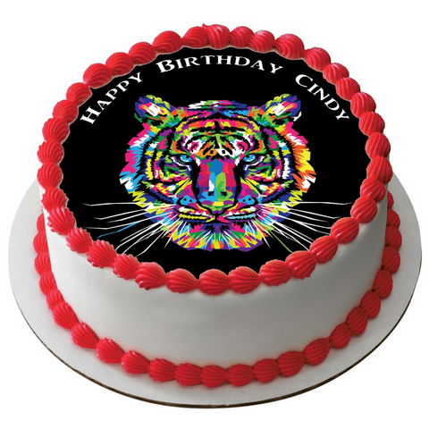 TIGER 7.5" ROUND ICING EDIBLE PREMIUM CAKE TOPPER 19CM DIAMETRE D1