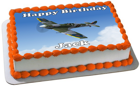 SPITFIRE RAF A4 PREMIUM Edible RICE WAFER Cake Topper CAN BE PERSONALISE TEXT D2