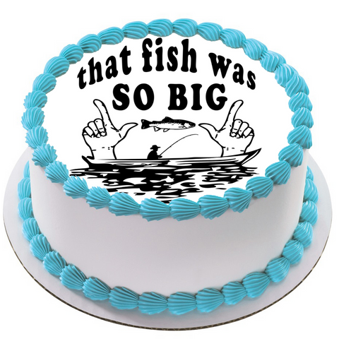 FISHING 7.5" ROUND RICE WAFER PAPER EDIBLE PREMIUM CAKE TOPPER BOAT D5