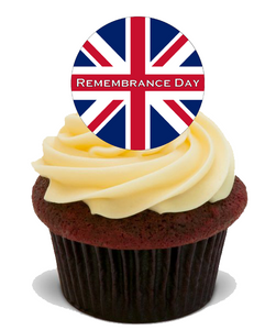 REMEMBRANCE DAY CAKE TOPPERS 30x 4CM PREMIUM EDIBLE STANDUP RICE CARD UK GIFT D4