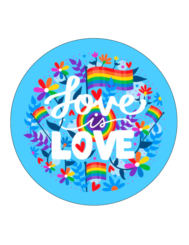 PRIDE LOVE 7.5" ROUND RICE WAFER PAPER EDIBLE PREMIUM CAKE TOPPER LGBTQ D6