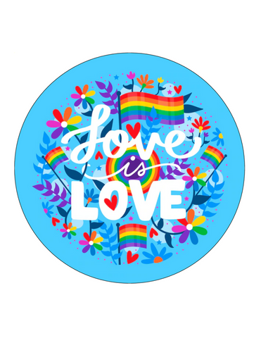 PRIDE LOVE 7.5" ROUND RICE WAFER PAPER EDIBLE PREMIUM CAKE TOPPER LGBTQ D6