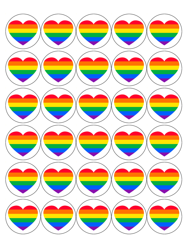 PRIDE 30 x 4cm PREMIUM EDIBLE ICING ROUND CUP CAKE TOPPERS LGBTQ D2