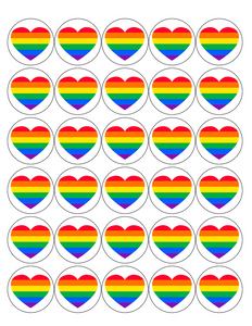 PRIDE 30 x 4cm PREMIUM EDIBLE ICING ROUND CUP CAKE TOPPERS LGBTQ D2