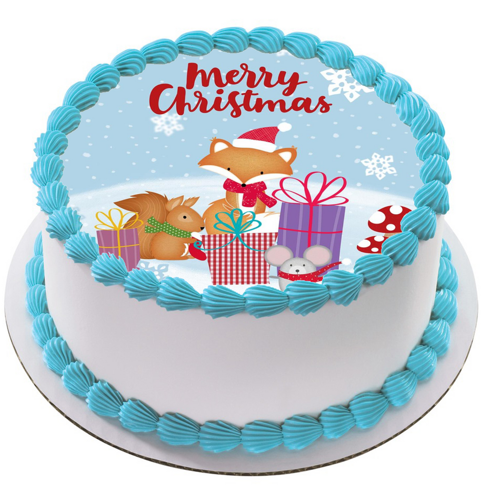 Edible Christmas Rice Paper Cake Topper Decoration 7.5" round D69