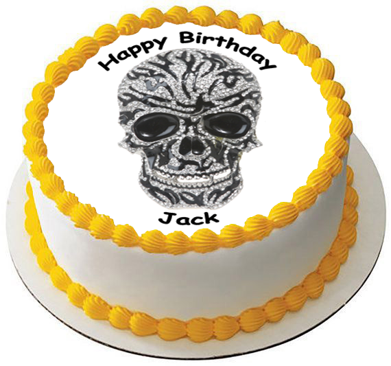 SUGAR SKULL 7.5 PREMIUM EDIBLE ICING CAKE TOPPER DAY OF DEAD MEXICAN D1