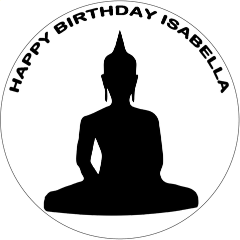 PREMIUM BUDDHA 7.5" ZEN BUDDHISM EDIBLE ICING ROUND CAKE TOPPER D1