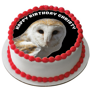 OWL 7.5" ROUND RICE WAFER PAPER EDIBLE PREMIUM CAKE TOPPER BIRD D5