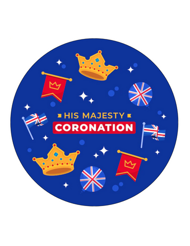 KING CHARLES III CORONATION 7.5" ROUND RICE WAFER PAPER EDIBLE PREMIUM TOPPER D1