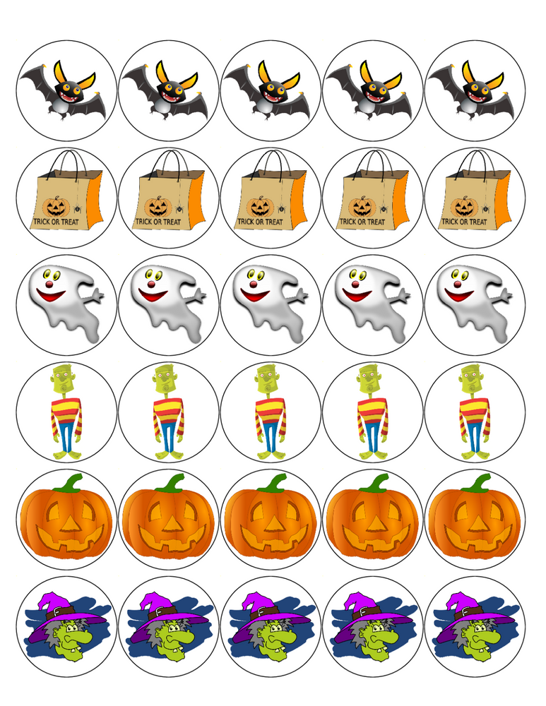 HALLOWEEN 30 x 1.5" PREMIUM MIXED RICE PAPER DECORATION CAKE TOPPERS D10