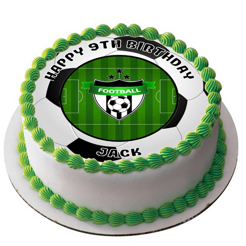 FOOTBALL 7.5" ROUND ICING EDIBLE PREMIUM CAKE TOPPER 19CM DIAMETRE D15