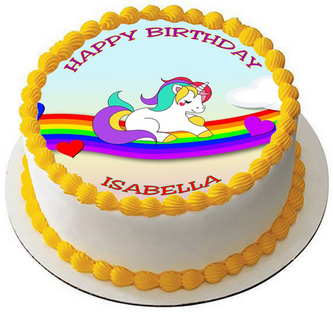 UNICORN 7.5" PREMIUM EDIBLE HORSE RICE CARD CAKE TOPPER CAN BE PERSONALISED D3