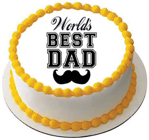 WORLDS BEST DAD 7.5 PREMIUM Edible ICING Cake Topper BIRTHDAY OR FATHERS DAY D3