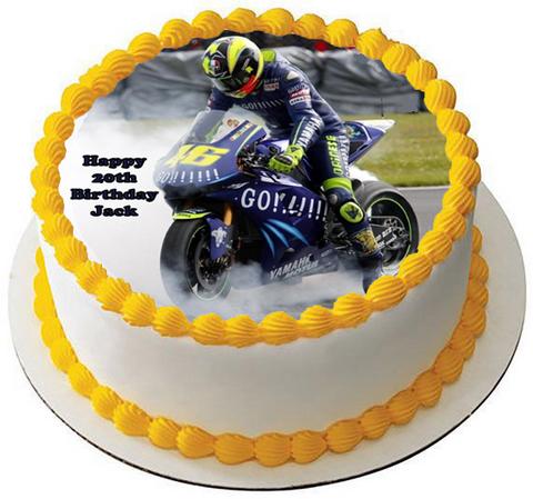 MOTORBIKE 7.5 PREMIUM Edible ICING Cake Topper CAN PERSONALISE TEXT RACE BIKE D3