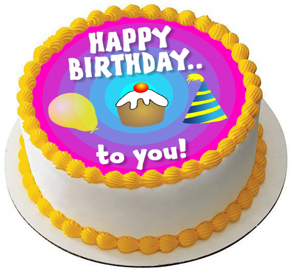 HAPPY BIRTHDAY TO YOU 7.5" PREMIUM EDIBLE ICING CAKE TOPPER PARTY DECORATION D2