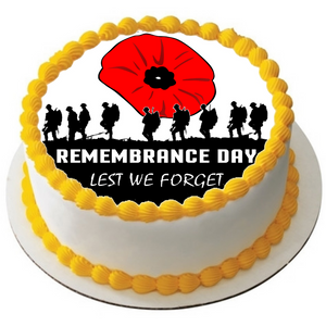 REMEMBRANCE DAY CAKE TOPPER 7.5" PREMIUM EDIBLE RICE PAPER GIFT LEST WE FORGET 6