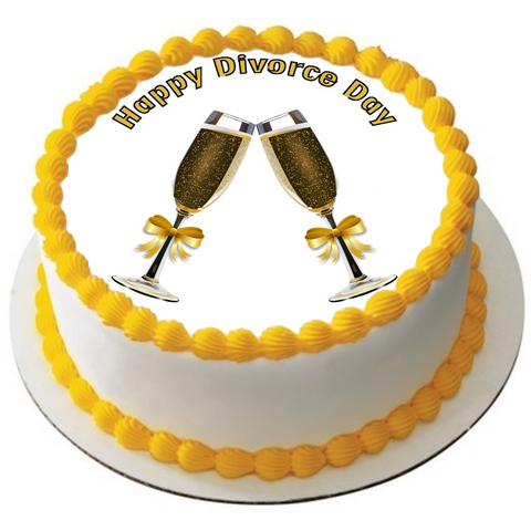 HAPPY DIVORCE DAY 7.5" ROUND ICING EDIBLE PREMIUM CAKE TOPPER 19CM DIAMETRE D1 - KraftyDesigns