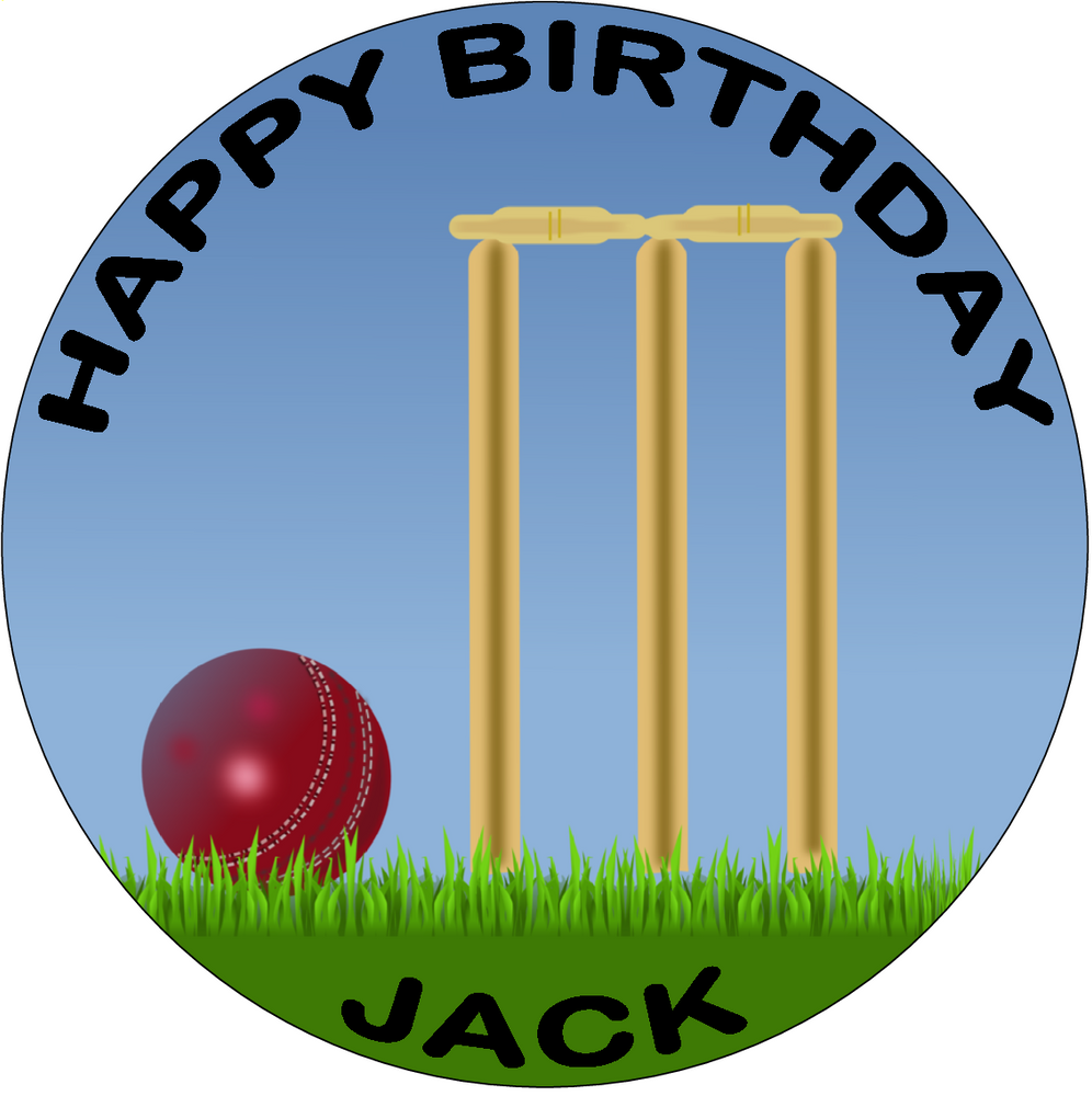 PREMIUM CRICKET 7.5" WICKET STUMPS BALL SPORTS EDIBLE ICING ROUND CAKE TOPPER D4