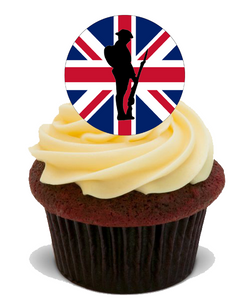 REMEMBRANCE DAY CAKE TOPPERS 30x 4CM PREMIUM EDIBLE STANDUP RICE CARD UK GIFT D3