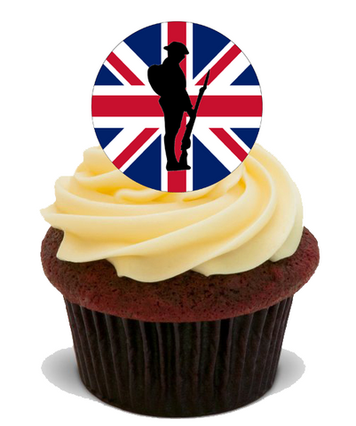 REMEMBRANCE DAY CAKE TOPPERS 30x 4CM PREMIUM EDIBLE STANDUP RICE CARD UK GIFT D3