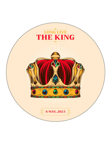 KING CHARLES III CORONATION 7.5" RICE WAFER PAPER EDIBLE PREMIUM CAKE TOPPER D7