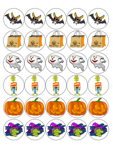 HALLOWEEN 90 x 1.5" PREMIUM MIXED RICE PAPER DECORATION CAKE TOPPERS D10