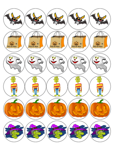 HALLOWEEN 90 x 1.5" PREMIUM MIXED RICE PAPER DECORATION CAKE TOPPERS D10