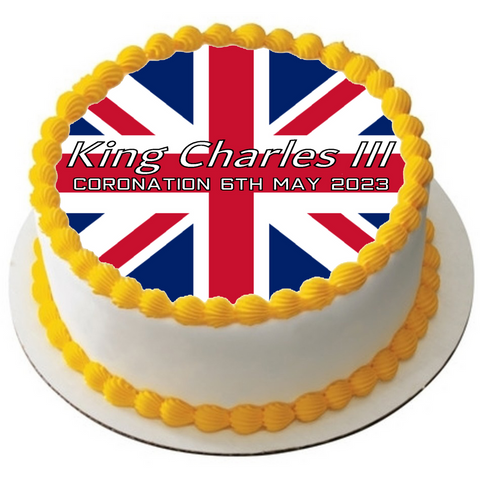 KING CHARLES III CORONATION 7.5" PREMIUM ICING CAKE TOPPER D5 HRH 3rd MONARCHY