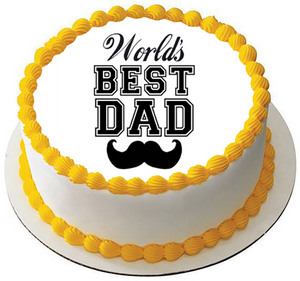 WORLDS BEST DAD 7.5 PREMIUM Edible RICE Cake Topper BIRTHDAY OR FATHERS DAY D3