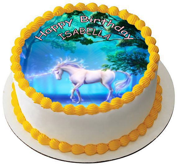 UNICORN 7.5 PREMIUM Edible RICE CARD Cake Topper CAN BE PERSONALISED D2 ...