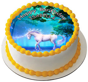 UNICORN 7.5 PREMIUM Edible RICE CARD Cake Topper CAN BE PERSONALISED D2