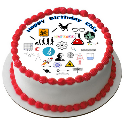 SCIENCE 7.5" ROUND RICE WAFER PAPER EDIBLE PREMIUM CAKE TOPPER D2 - KraftyDesigns