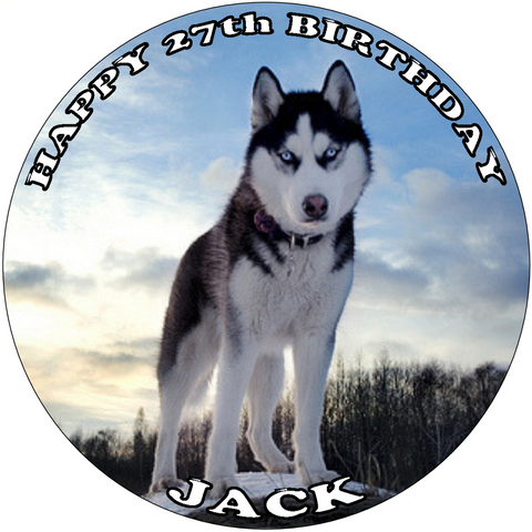 HUSKY DOG 7.5" PREMIUM Edible RICE WAFER Cake Topper CAN PERSONALISE SIBERIAN D2